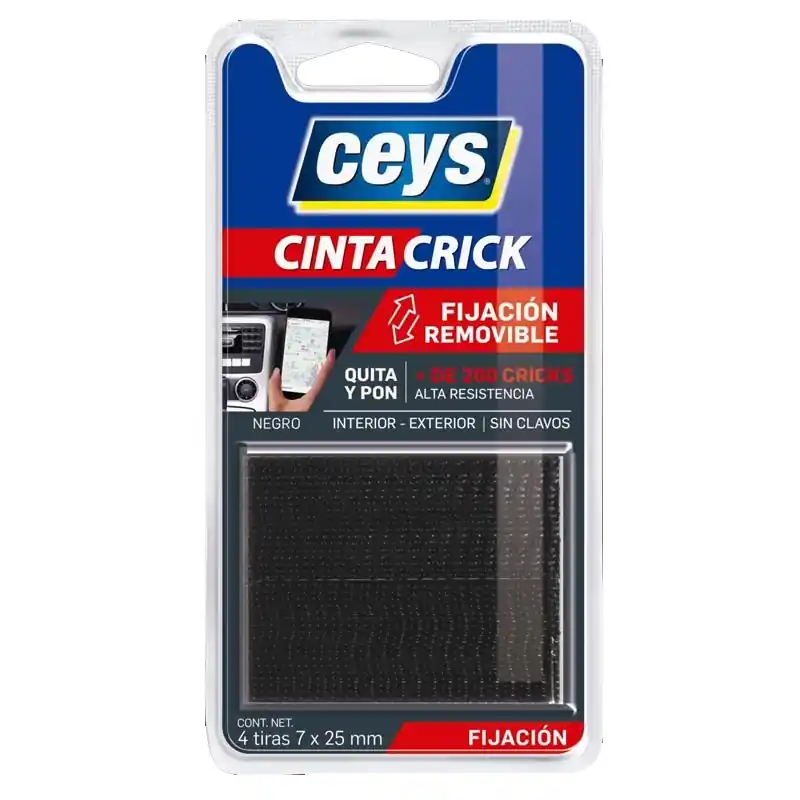 Tira adhesiva ceys crick quita y pon 7x25mm negro 4 tiras - Cinta doble cara