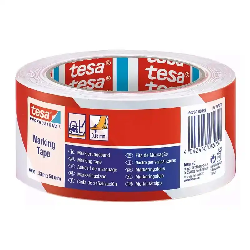 Cinta adhesiva seÑalizacion temporal tesa 60760 roja y blanca - Cinta americana