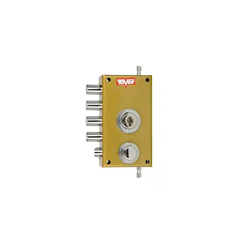 Cerradura tover 901 con varillas izquierda esmaltada oro - Cerraduras Tover