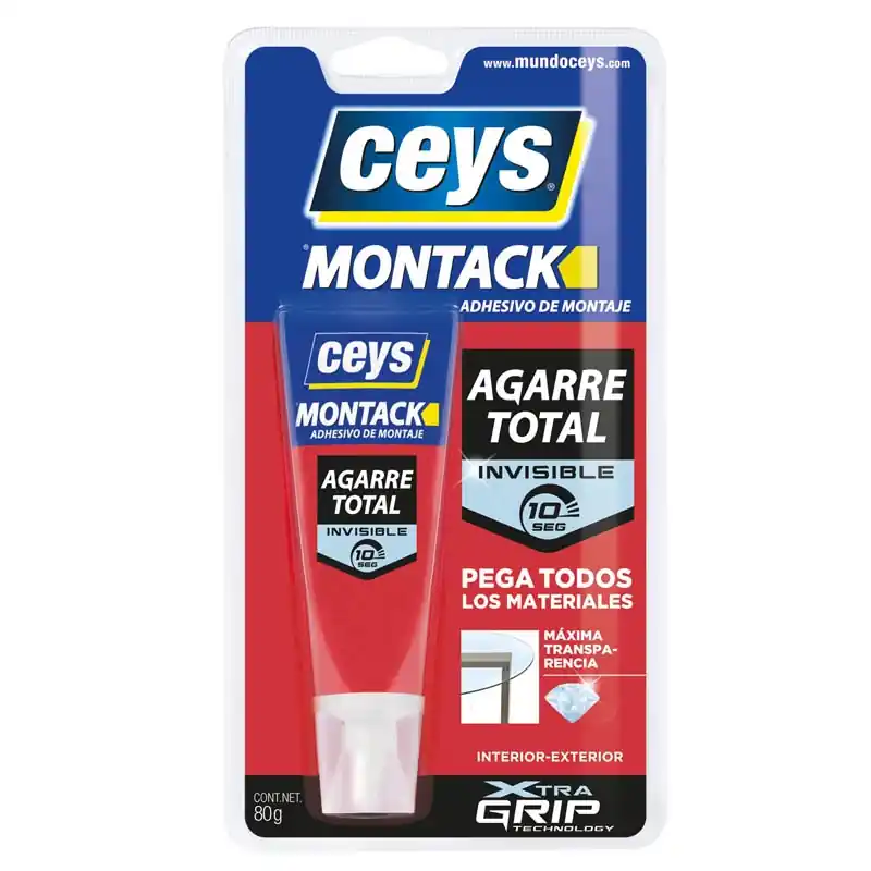 Adhesivo montaje ceys montack agarre total 80gr invisible - Adhesivos de montaje