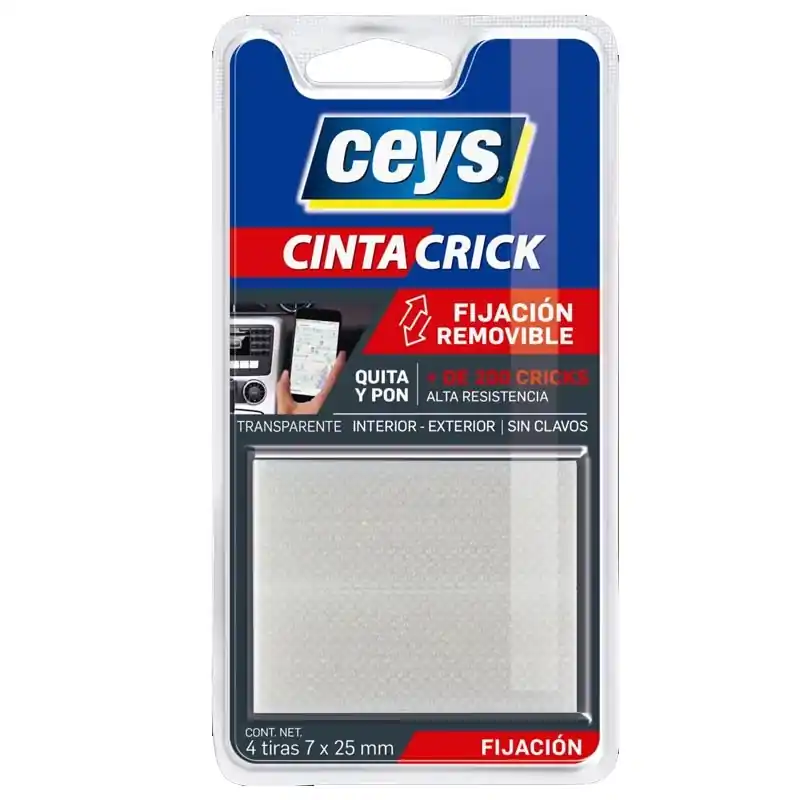Tira adhesiva ceys crick quita y pon 7x25mm transparente 4 tiras - Cinta americana