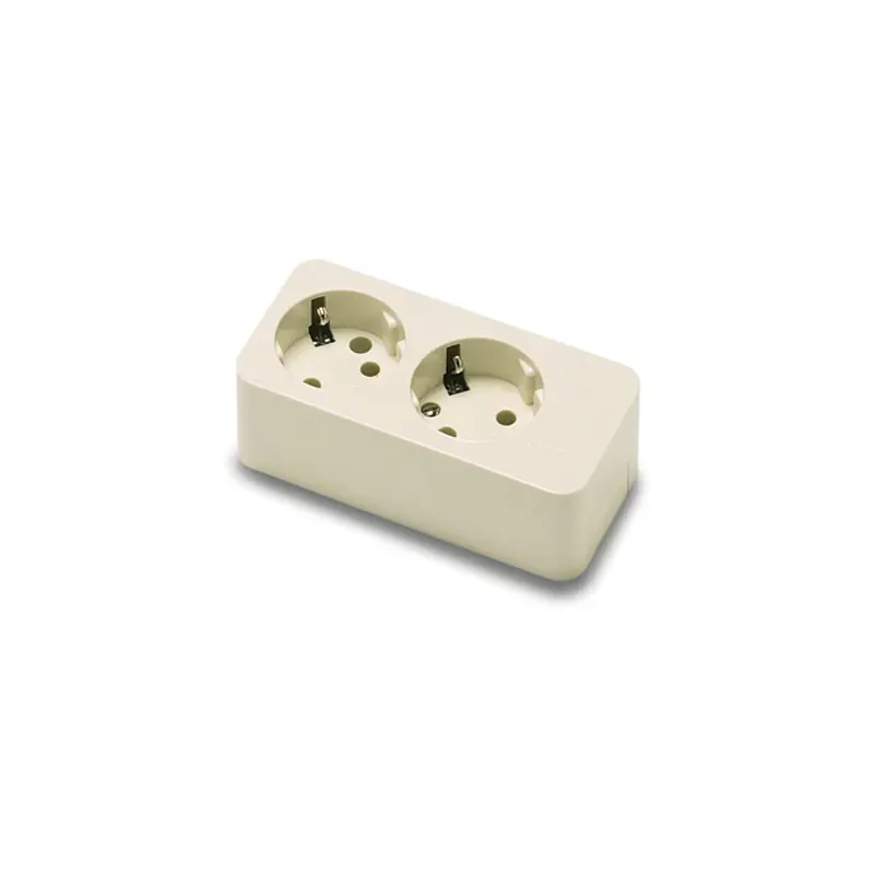 Base enchufe 2 tomas 10-16a 250v toma de tierra lateral