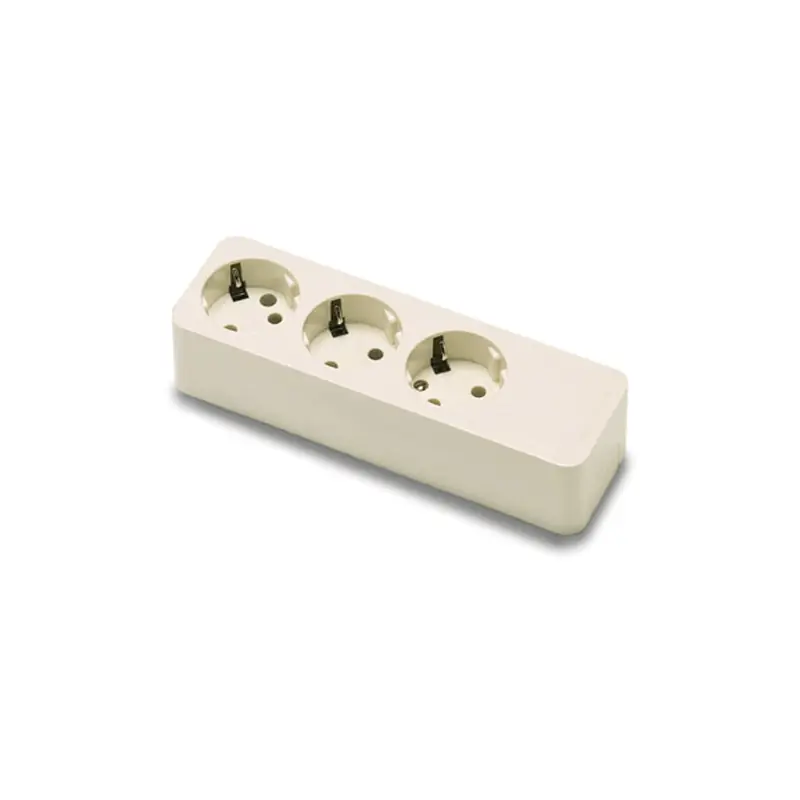 Base enchufe 3 tomas bipolar 10-16a 250v toma de tierra lateral