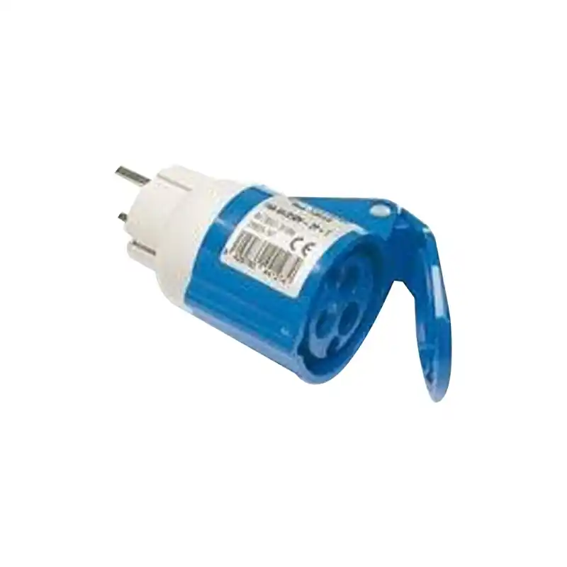Adaptador industrial ip44 macho 2 polos a base 2 polos + tierra - Ladrón enchufe
