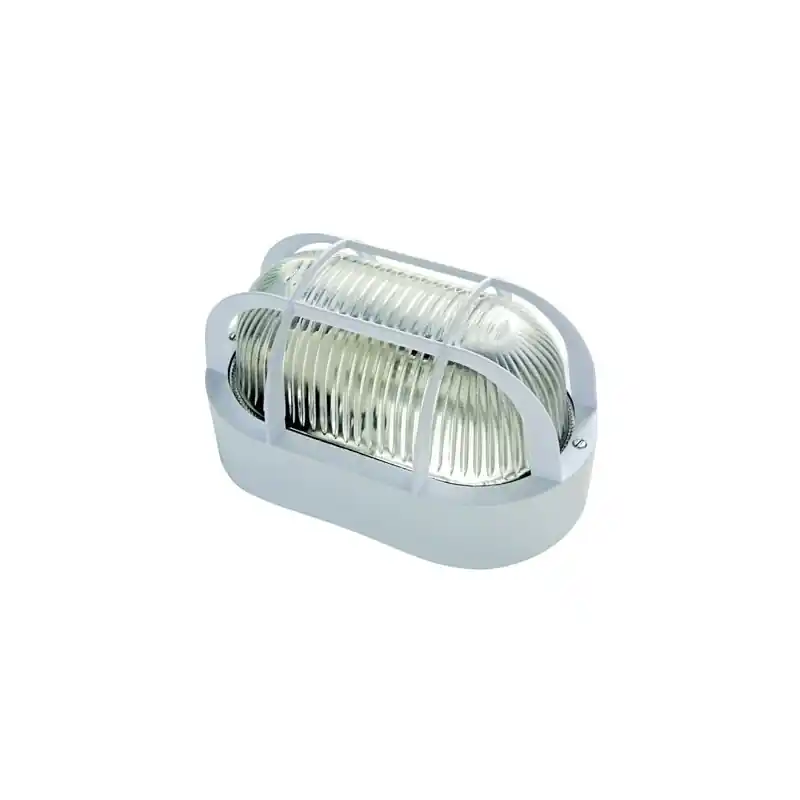 Aplique exterior oval blanco con rejilla e27 60w 441g - Apliques de exterior