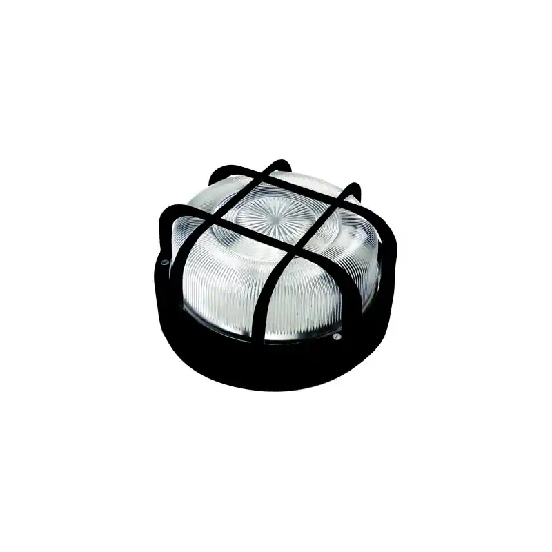 Aplique redondo con rejilla famatel negro - Apliques de exterior