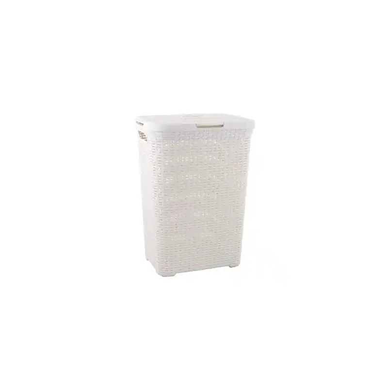 Cesto ropa sucia con tapa curver natural style 60l blanco - Cestos ropa sucia