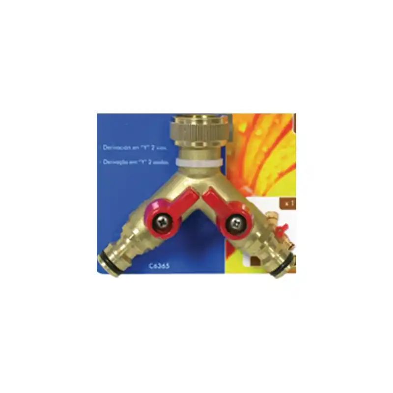 Derivacion 2 vias laton para mangueras c6365 - Adaptador grifo manguera