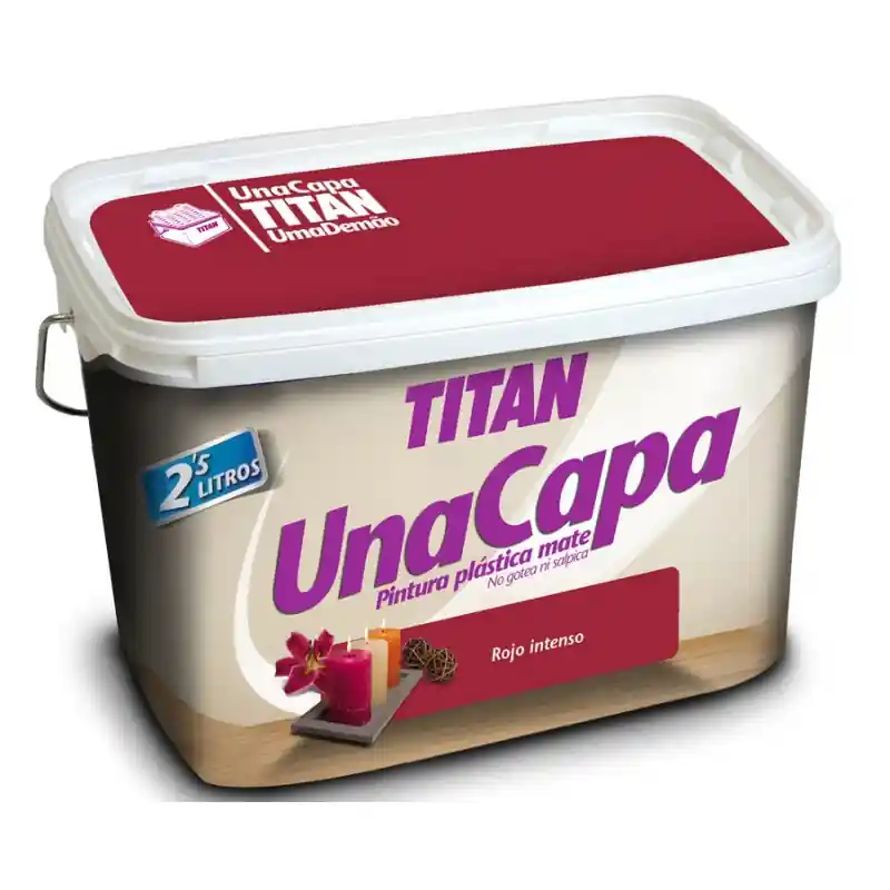 Pintura plastica titan 2,5 l monocapa rojo intenso - Pintura plastica interior