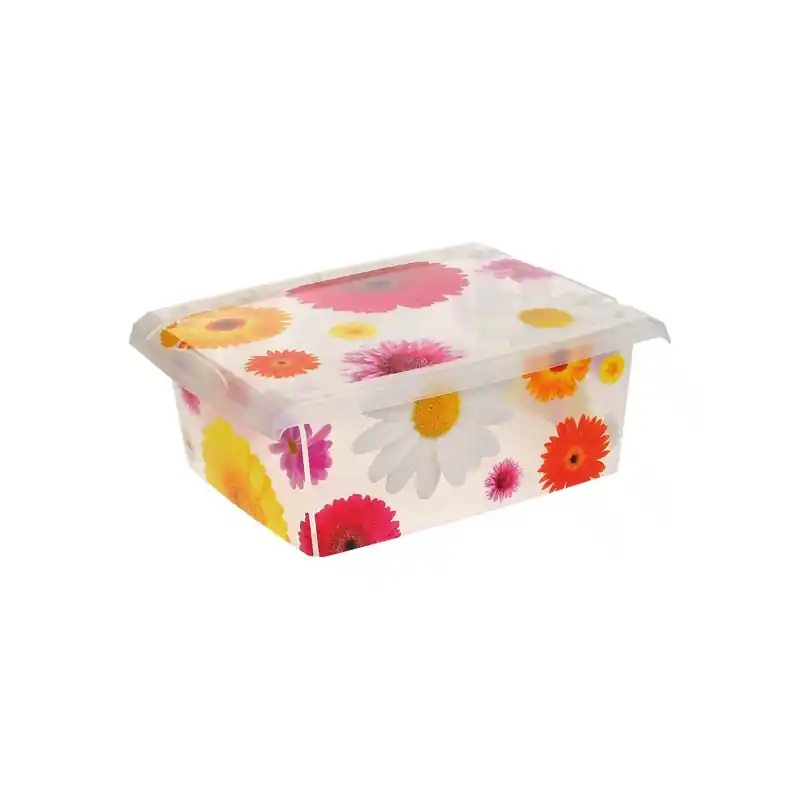 Caja organizadora fashion box pink flowers 10 litros - Cajas organizadoras
