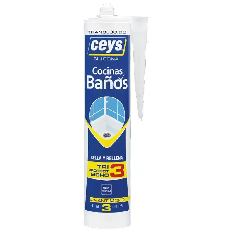 Silicona ceys triprotect anti moho cocina-baño 280ml translucido 5020