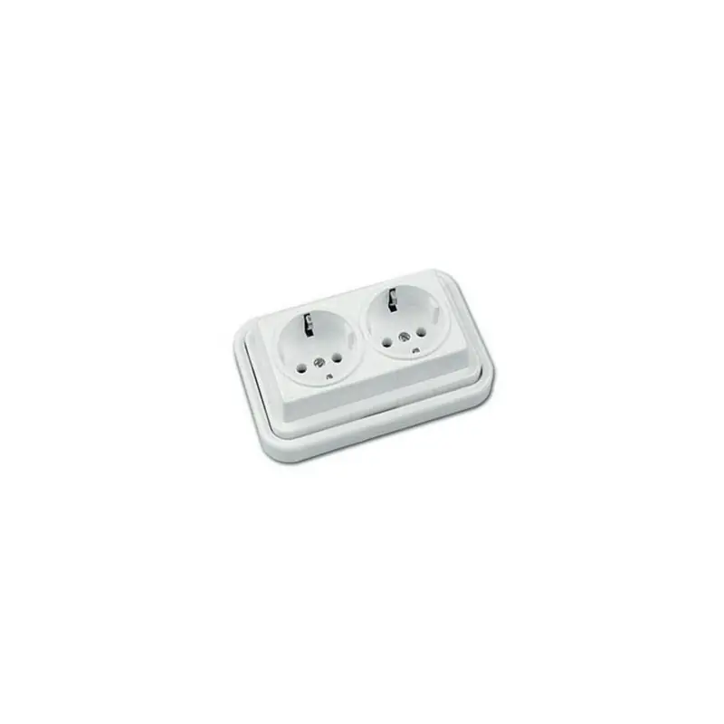 Base schuko doble blanco serie kristal brico-fontini