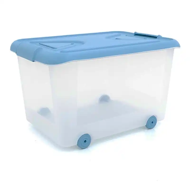 Caja organizadora con ruedas plastiken multibox nature 70l azul - Cajas organizadoras