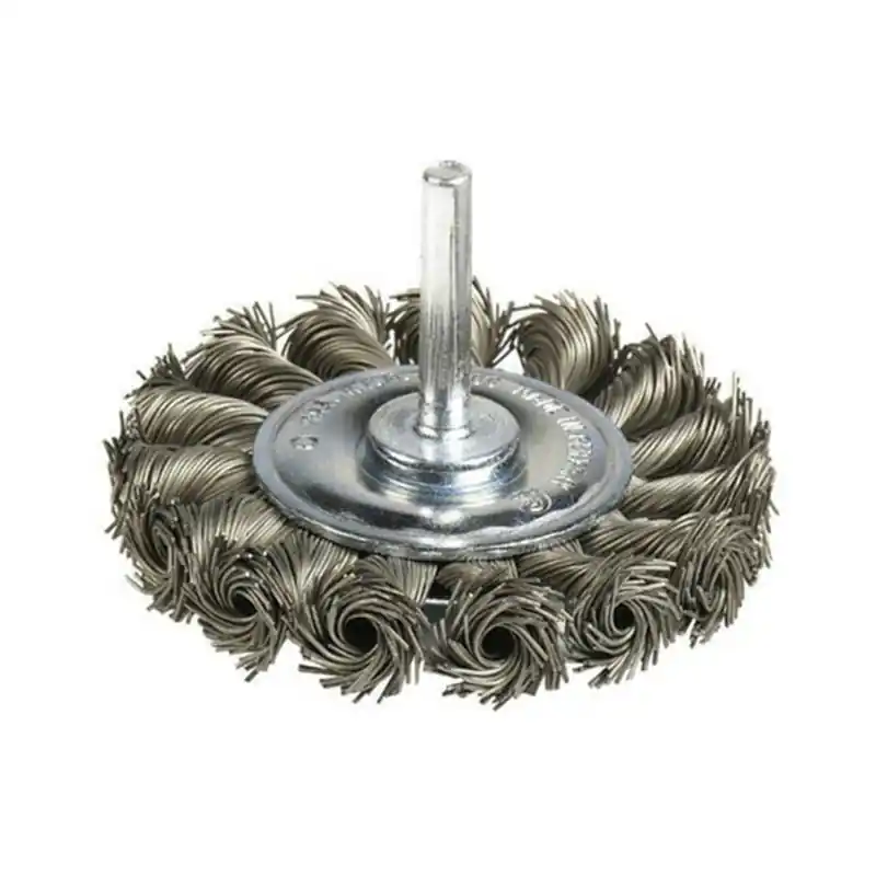 Cepillo acero trenzado ironside para taladro ø 75 mm espiga 6 mm - Cepillos taza