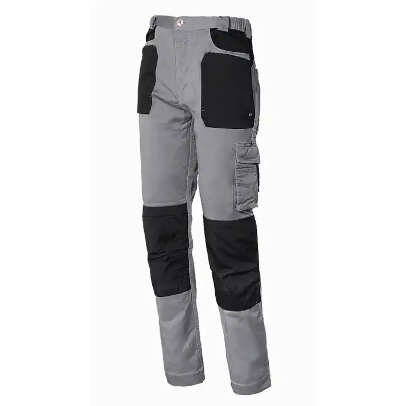 Pantalon largo algodon issaline stretch 8730b gris-negro talla xxl
