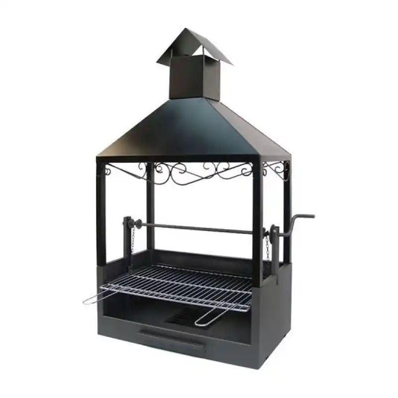 Cajon barbacoa 140x75x42 cm con chimenea parrilla hierro 71506 - Cajón para barbacoa