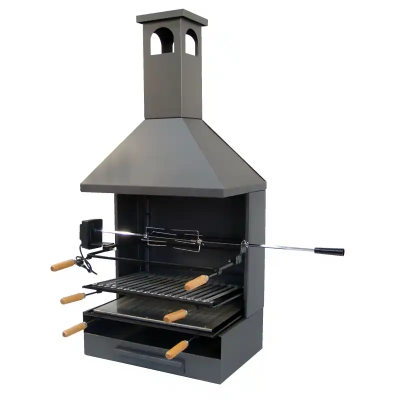 Barbacoa cajon chimenea 135x61x40 cm con parrilla y plancha 71556 - Cajón para barbacoa