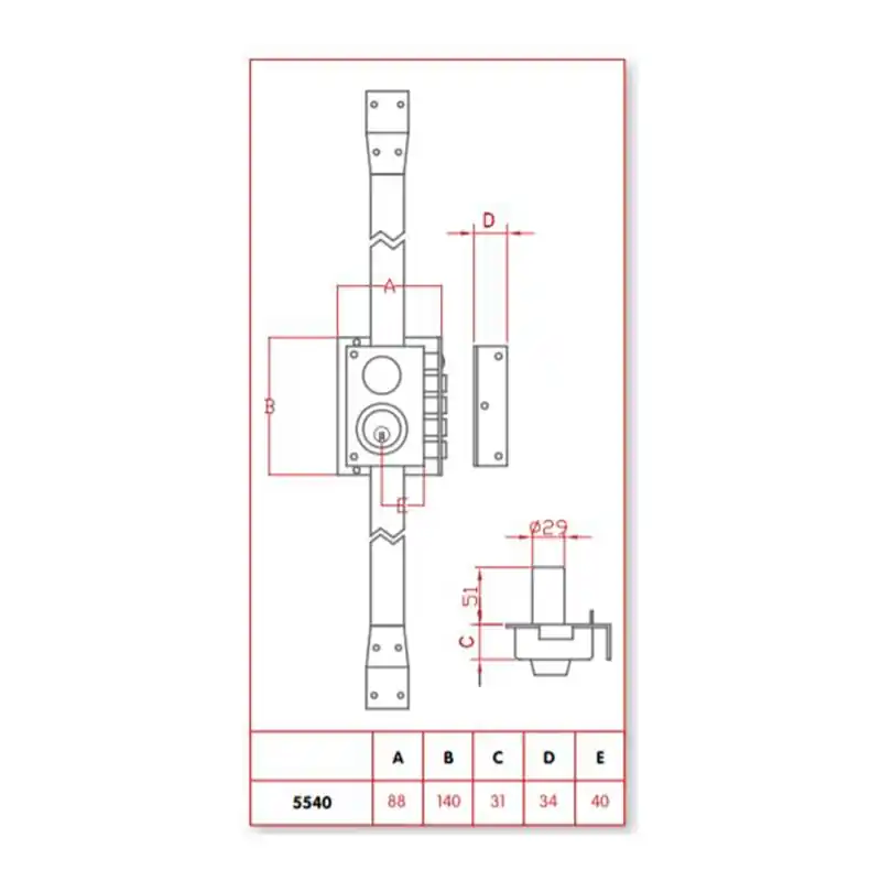 Cerradura jis cgs sanson 5240 3p derecha marron - Cerraduras Jis