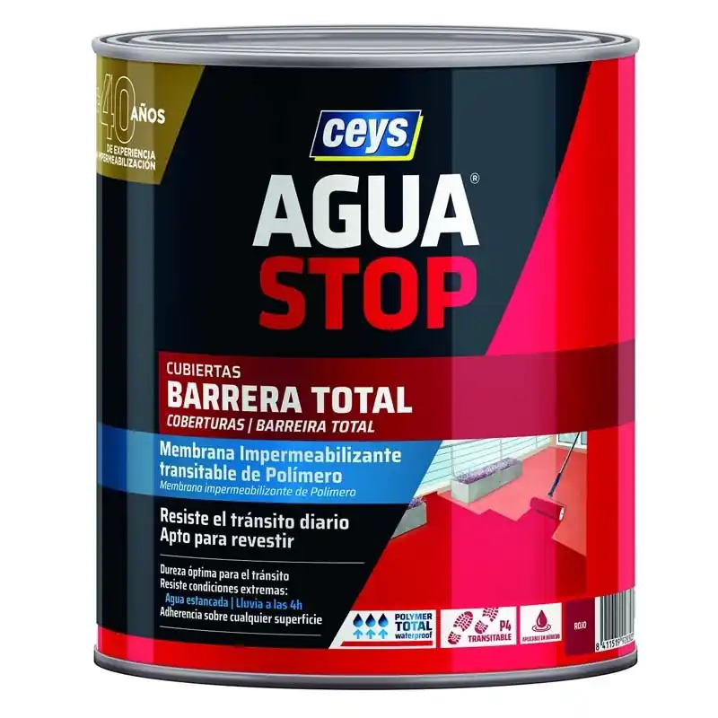 Impermeabilizante ceys aguastop barrera total 1kg rojo - Impermeabilizante exterior