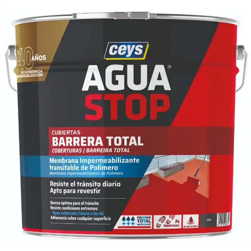Impermeabilizante ceys aguastop barrera total 4kg gris - Impermeabilizante exterior