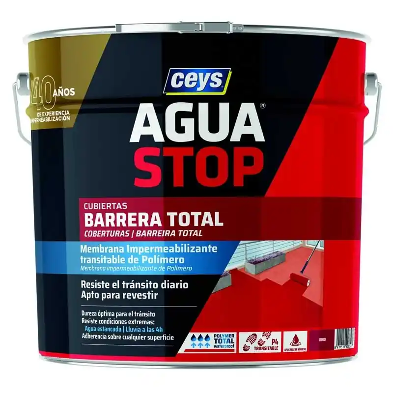 Impermeabilizante ceys aguastop barrera total 4kg rojo - Impermeabilizante exterior