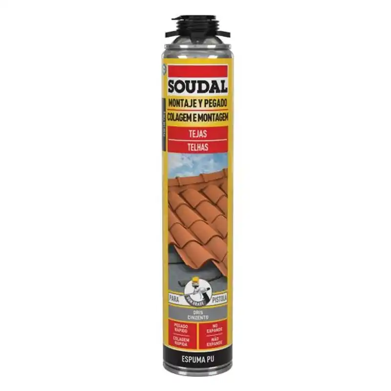 Espuma de poliuretano soudal tejas para pistola gris 750ml