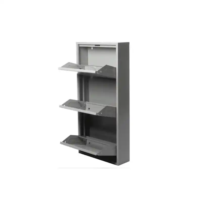 Zapatero duett 3 puertas metalico gris - Zapateros