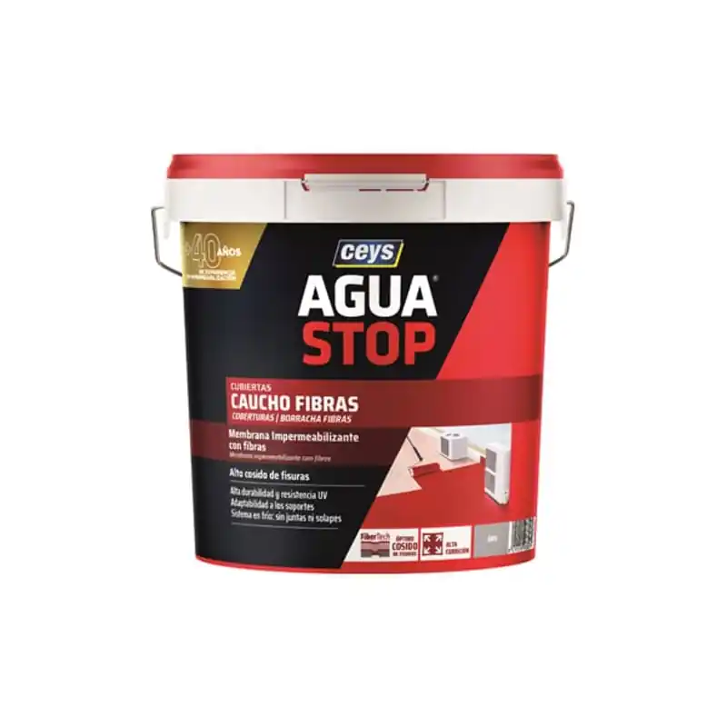 Impermeabilizante ceys aguastop caucho fibras 20kg gris - Impermeabilizante exterior