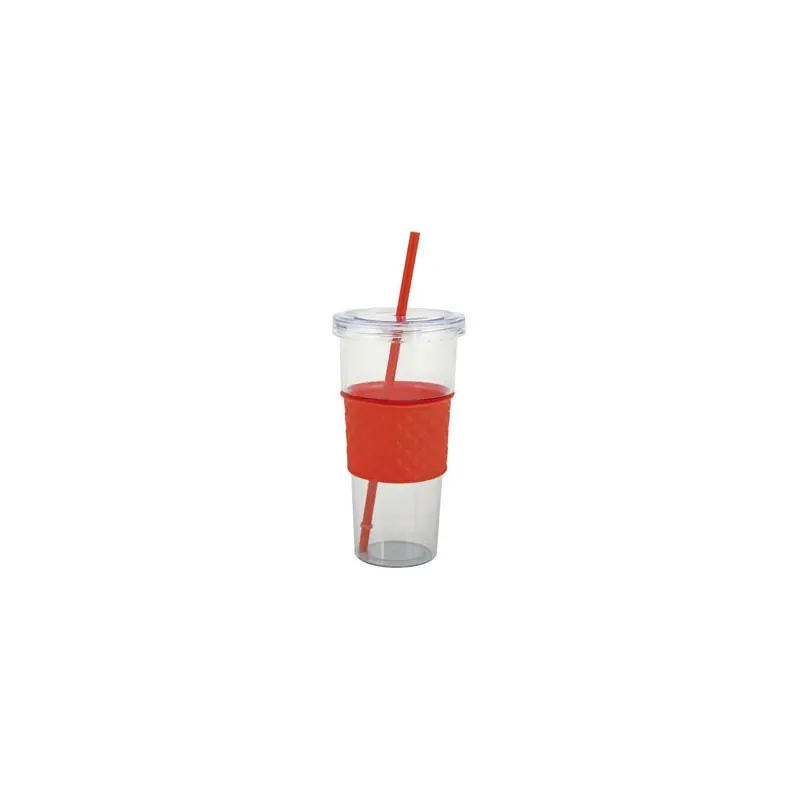 Vaso plastico con pajita 10 x 19 - Vasos de agua