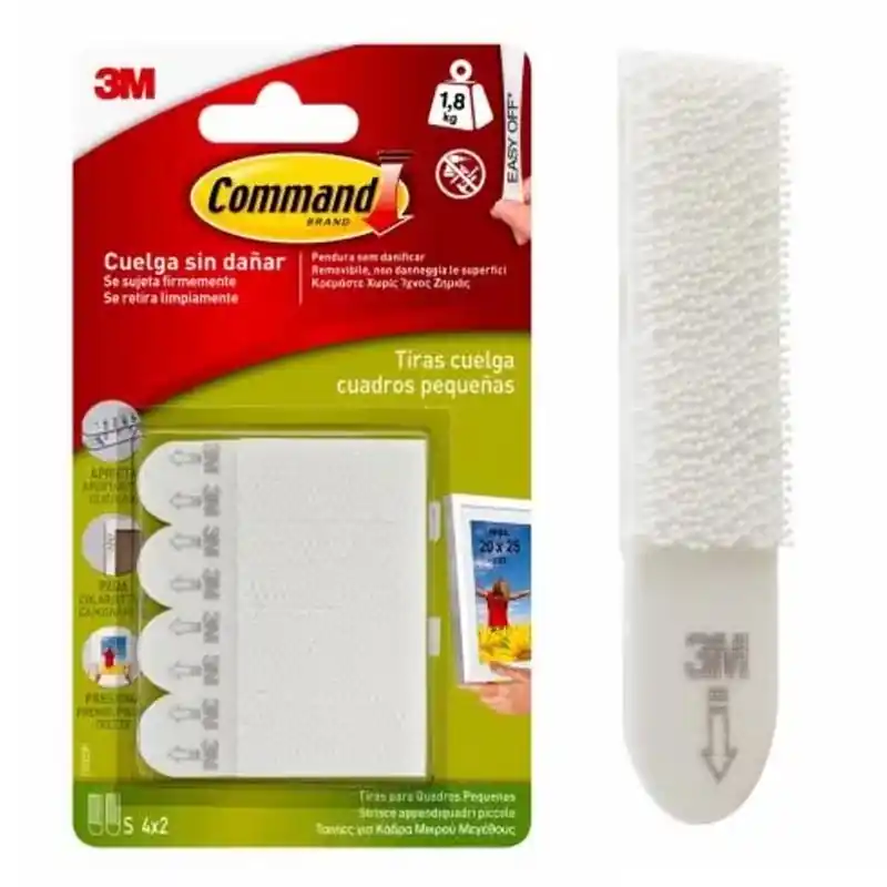 Tira adhesiva para cuadro 3m pequeño blanco - Cinta doble cara