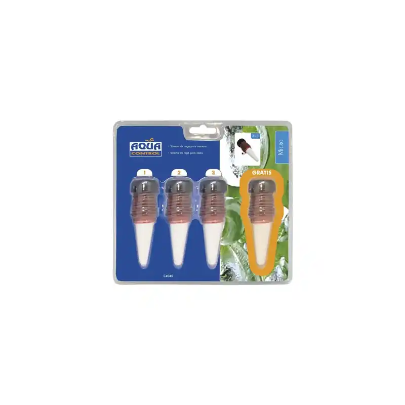Cono riego para macetas aquasolo 3 unidades+1 - Accesorios riego por goteo