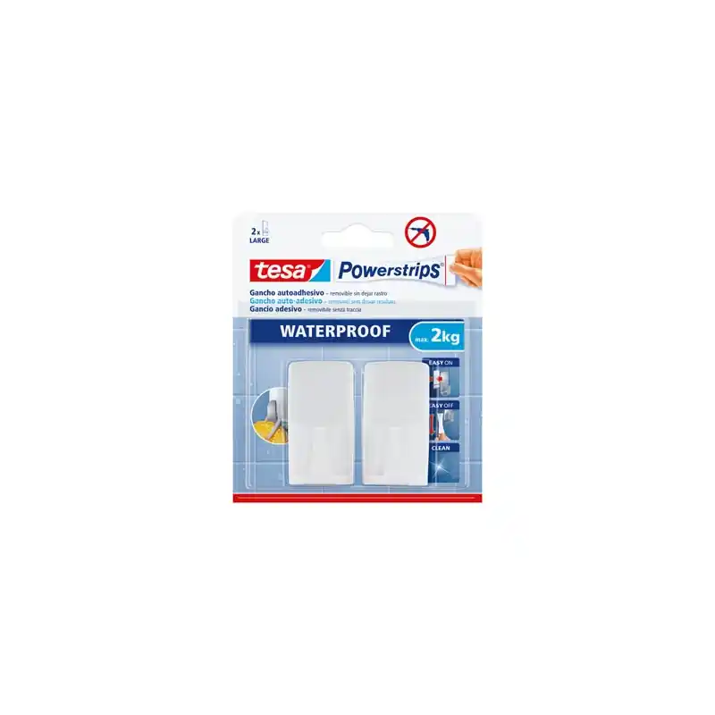 Colgador powerstrips waterproof rectangular grande - Percheros de pared
