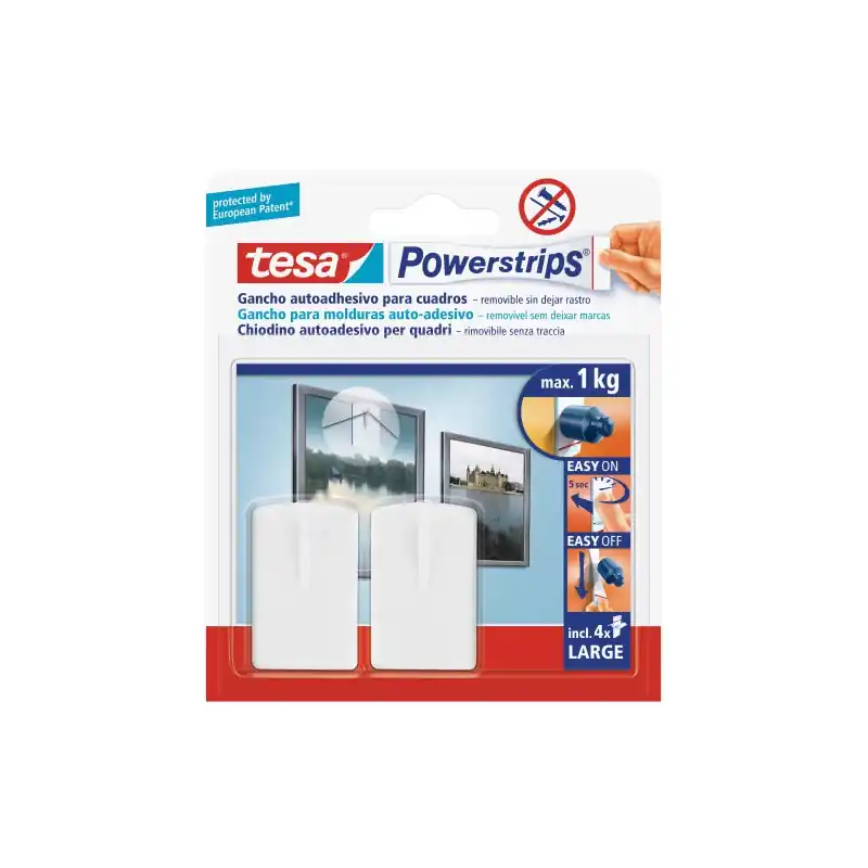 Colgador cuadros powerstrips tesa blanco - Percheros de pared