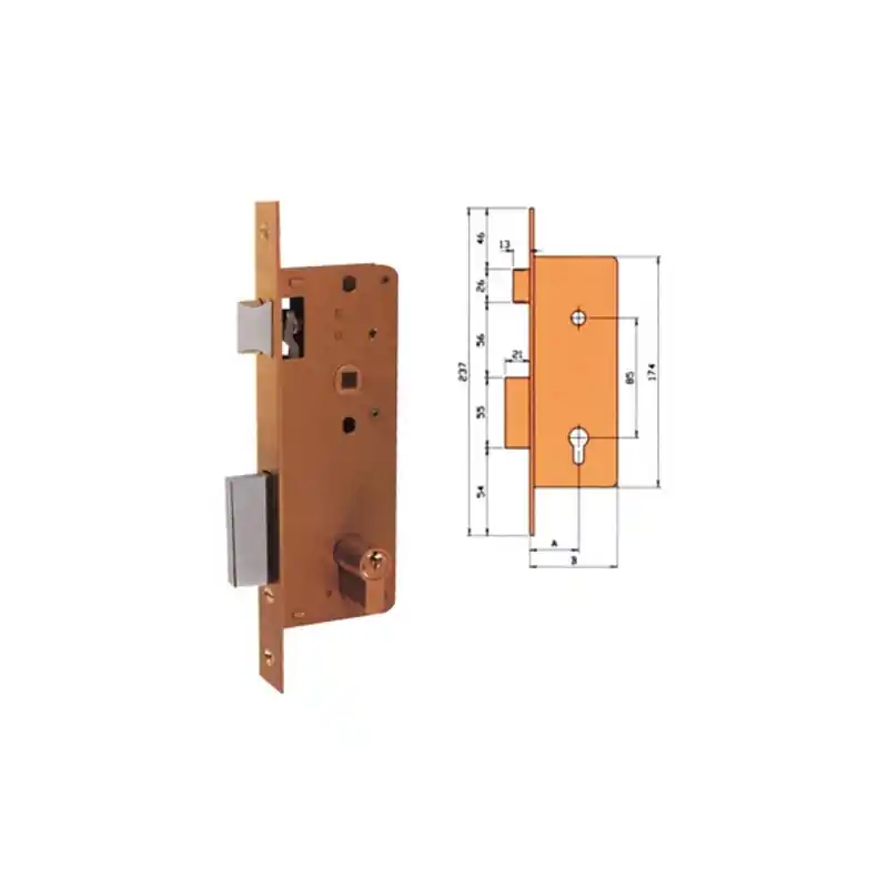 Cerradura ezqurra embutir 4000-hl/174x35 latonada