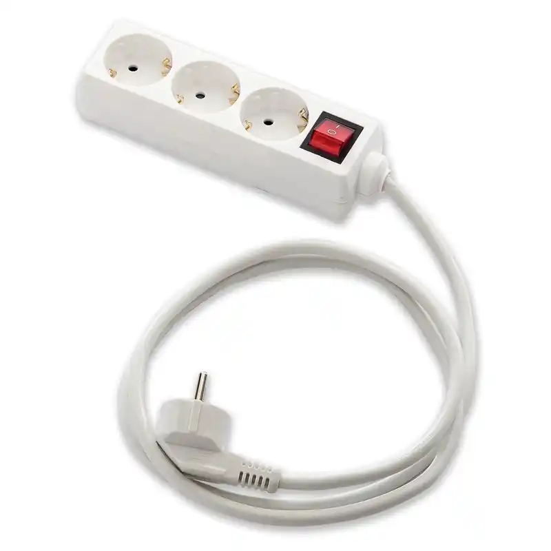 Base multiple eco con interruptor famatel blanco 3 tomas 3m - Regletas de enchufes