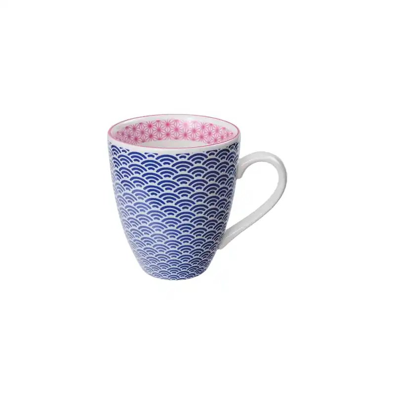 Taza mug porcelana tokyo marino borde fucsia 300 ml - Tazas desayuno, bols,mugs
