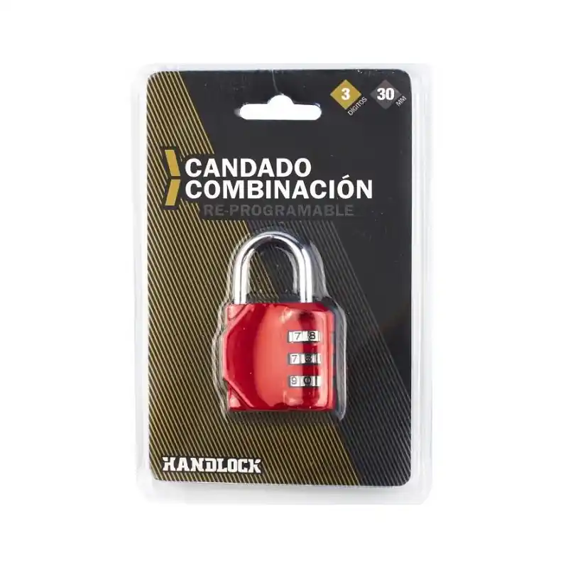Candado combinacion reprogamable 30 mm handlock rojo - Candados abus