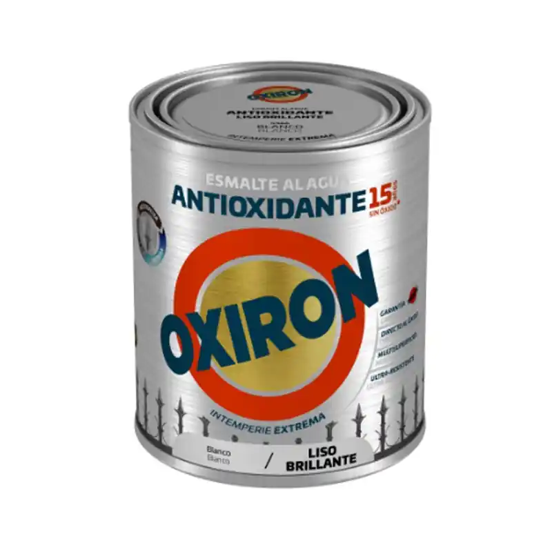 Esmalte titan oxiron al agua brillante 750ml blanco liso - Pintura antióxido