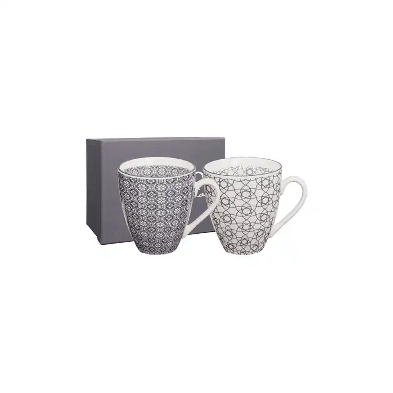 Taza mug porcelana tokyo blanco gris 2 unidades 300ml - Tazas desayuno, bols,mugs