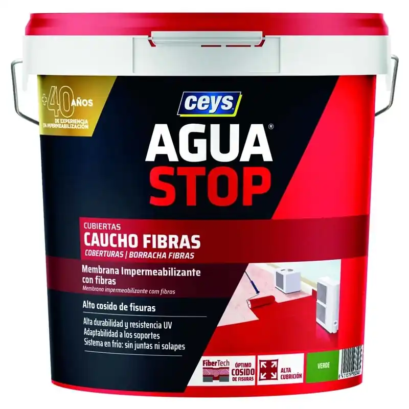 Impermeabilizante ceys aguastop caucho fibras 20kg verde - Impermeabilizante exterior