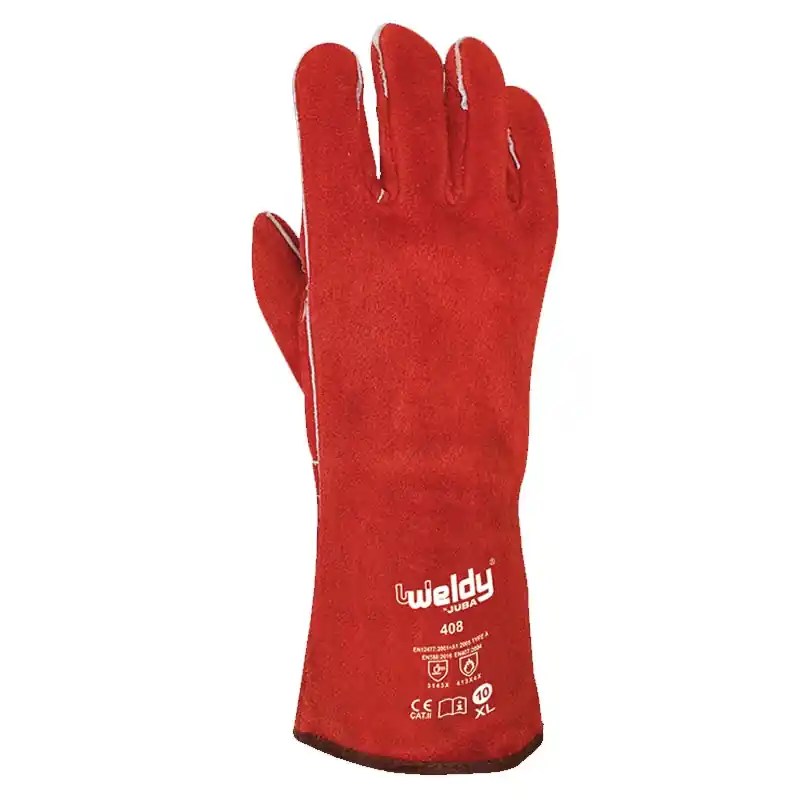 Guante de cuero juba h408 piel serraje rojo talla unica - Guantes de de cuero