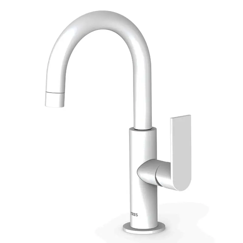 Monomando lavabo tres exclusive loft colors caño curvo 275mm blanco mate 20020504bm - Griferia Loft-Tres