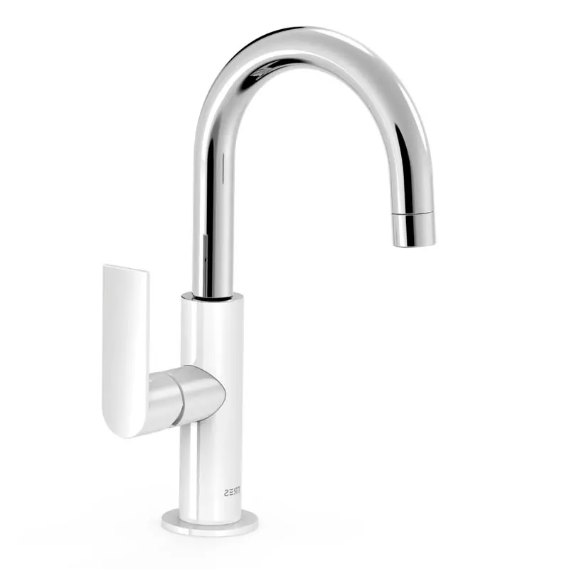 Monomando lavabo tres exclusive loft colors caño curvo 324mm blanco 20020505bl - Griferia Loft-Tres
