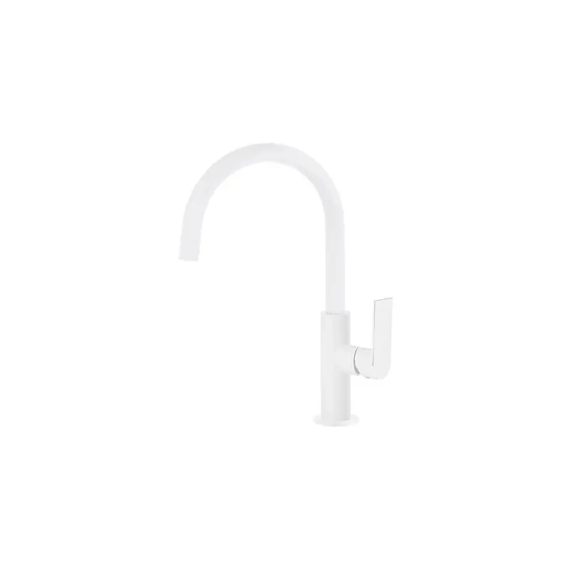 Monomando lavabo tres exclusive loft colors caño curvo 418mm blanco mate 20020506bm - Griferia Loft-Tres