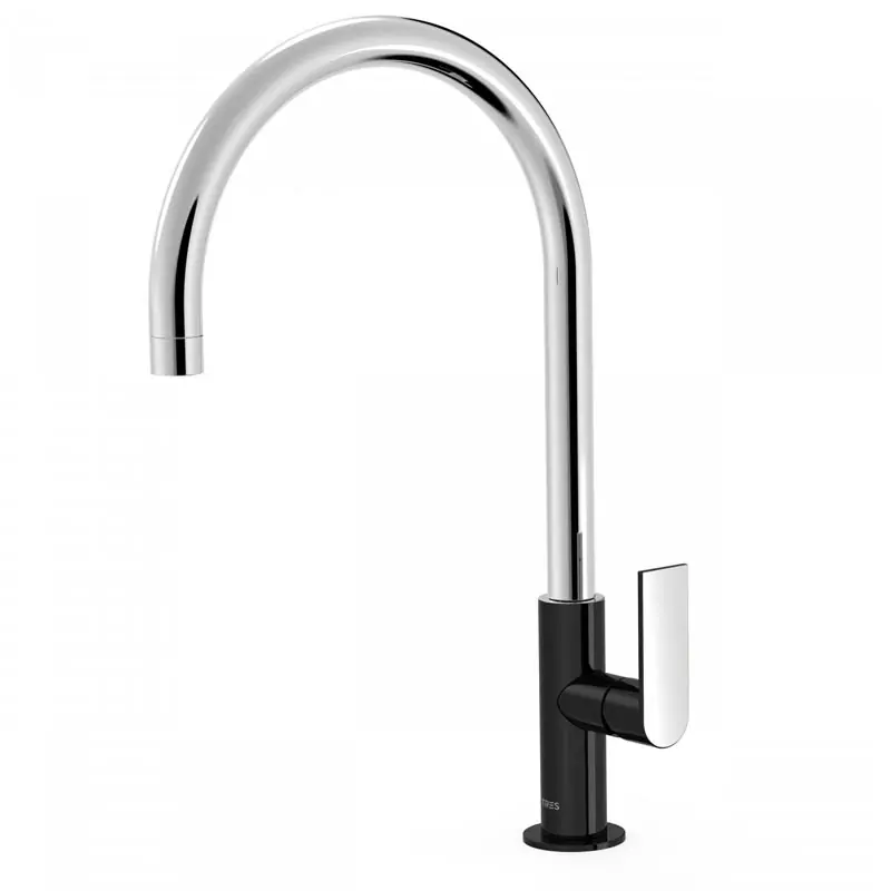 Monomando lavabo tres exclusive loft colors caño curvo 418mm negro 20020506ne - Griferia Loft-Tres