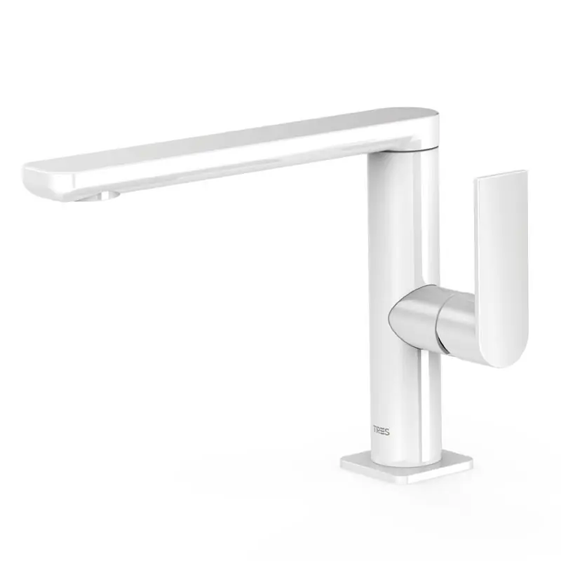 Monomando lavabo tres exclusive loft colors caño recto 170mm blanco 20020501bl - Griferia Loft-Tres