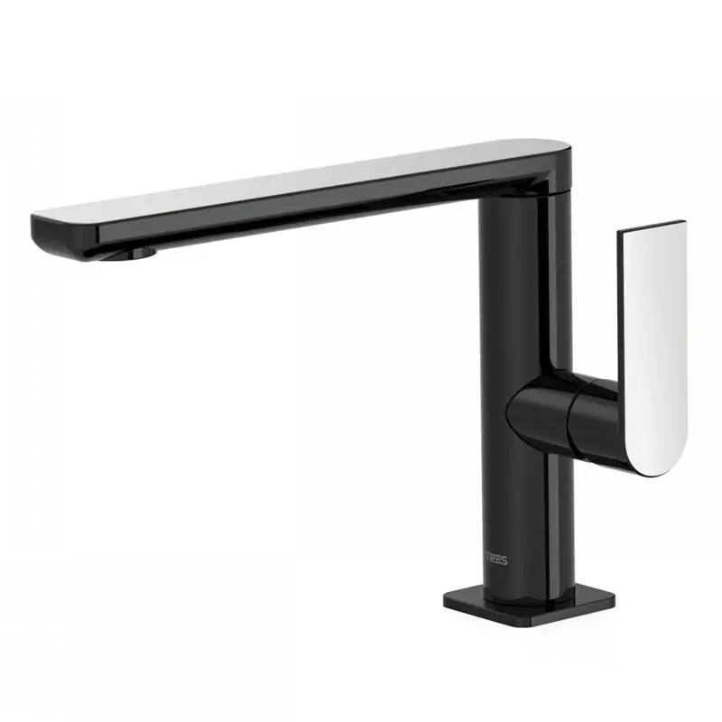 Monomando lavabo tres exclusive loft colors caño recto 170mm negro 20020501ne - Griferia Loft-Tres