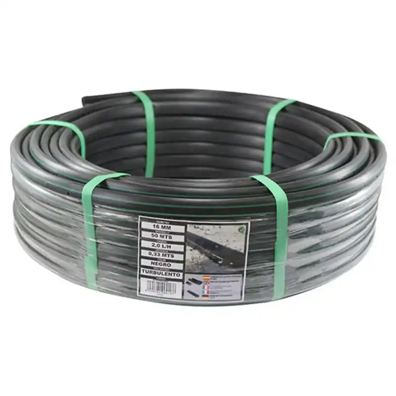 Tuberia goteros turbulentos 33cm caudal 16mm 25m negro - Abrazaderas y juntas