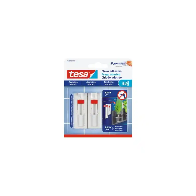 Clavo adhesivo tesa sms ajustable removible azulejos - Percheros de pared