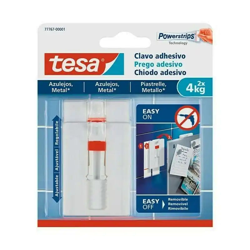 Clavo adhesivo azulejos metal tesa blanco 4kg 2 unidades - Percheros de pared